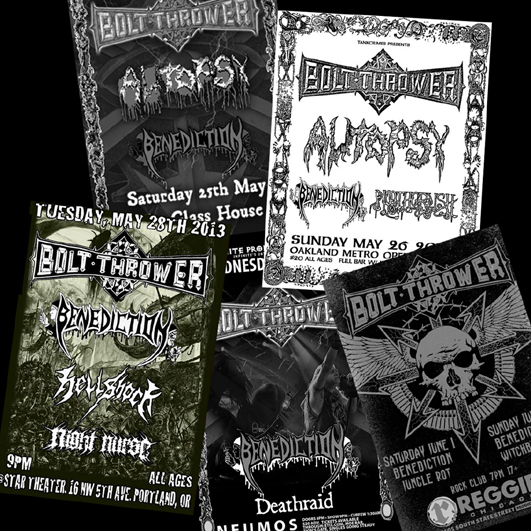 Bolt Thrower 2013 US tour flyers